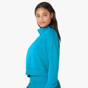 Like New! Beyond Yoga All Time Cropped Pullover Blue Glow